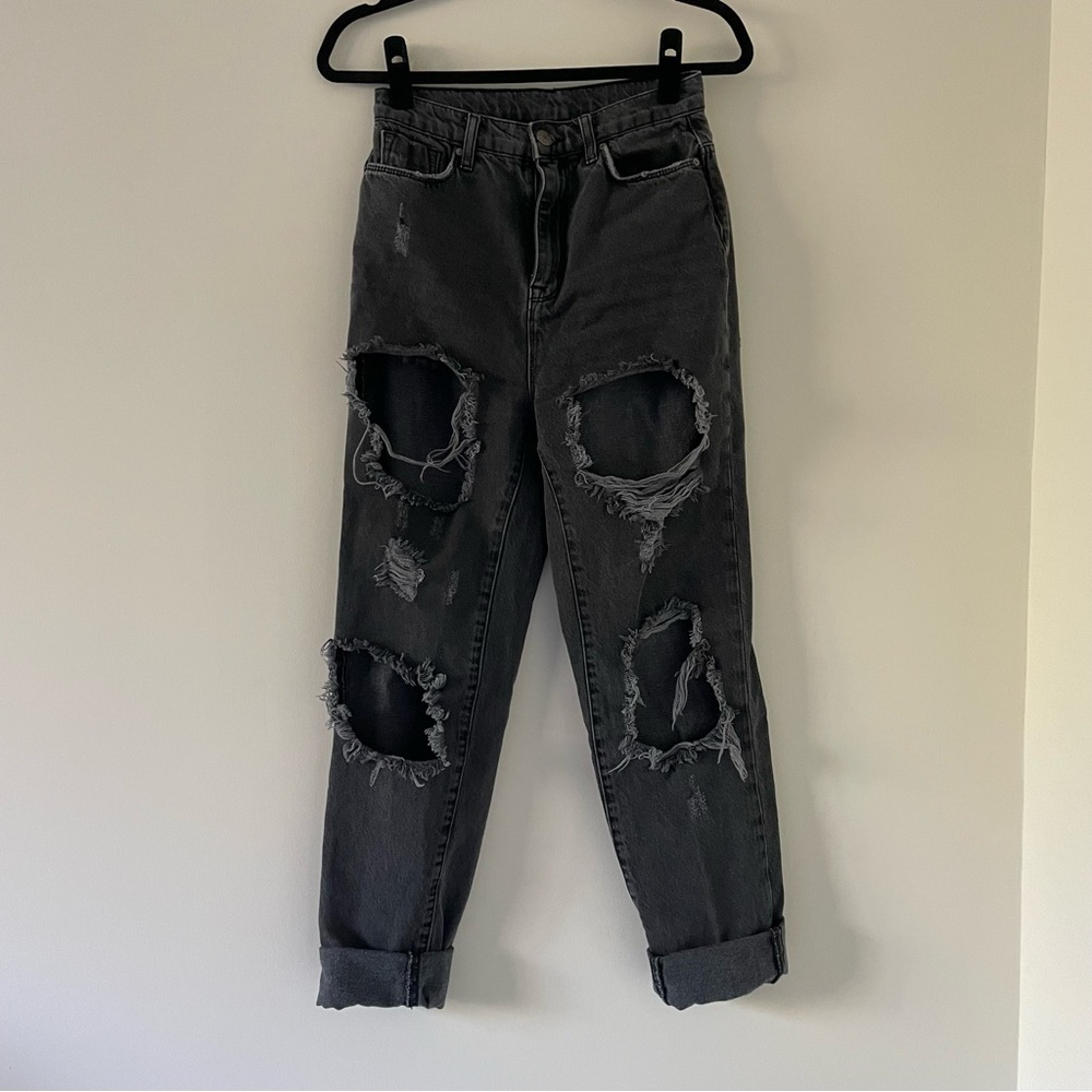 BDG distressed dark grey mom jeans